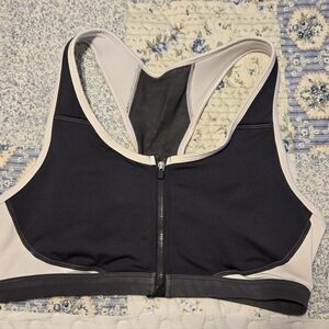 BCG Black and White Sports Bra with Zip Closure